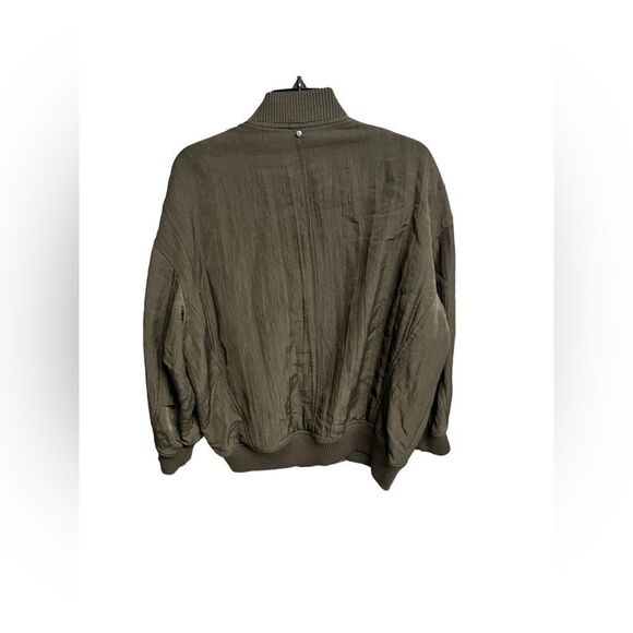 Women’s HELMUT & LANG Olive green high twist nylon bomber jacket size medium - Picture 3 of 14
